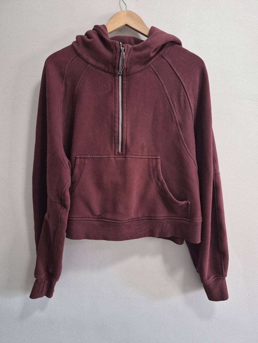 Lululemon Scuba Half Zip Crop Merlot Size XL/XXL READ